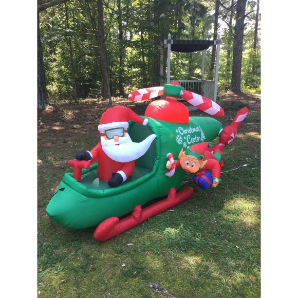 Gemmy 9 ft Wide Animated Christmas Helicopter Scene Airblown Inflatable Santa‎ - Picture 2 of 10